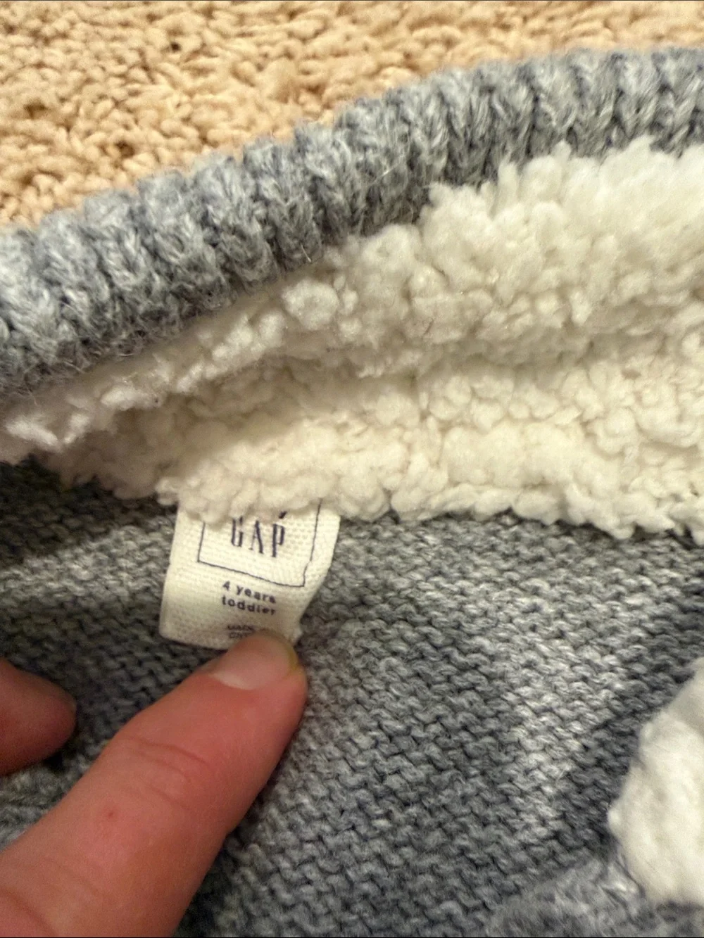 GAP Gray Sweater with Red, White & Blue Chevron Stripes